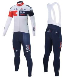 Tops 2024 IAM Team White Cycling Jersey Set Long Sleeve Spring Autumn Outdoor MTB Cycling Clothing Road Bike Clothes