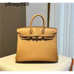 Women Brkns Handbag Genuine Leather 7A Handswen milk color siwft25CM luxury gold withLQKR