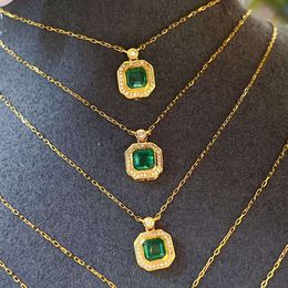 Xiy Fashion Diamond Jewelry Gold Chain Pendant Emerald Charm Precious Real Gem Stone Necklace