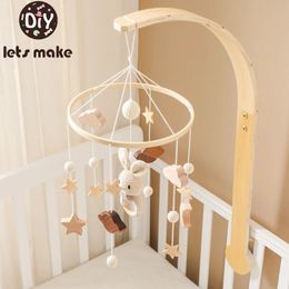 Baby Wooden Bed Bell Cartoon Rabbit Mobile Hanging Rattles Toy Hanger Crib Mobile Bed Bell Wood Toy Holder Arm Bracket Kid Gifts 240430