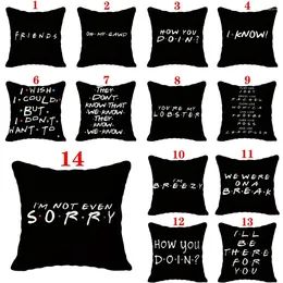 Pillow Classic Friends TV Show Funny Quotes Print Black Pillowcase Cover Polyester Square Letter