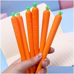 Gel Pens Wholesale Carrot Roller Ballpoint Pen 0.5Mm Orange Vegetable Shaped Student Stationery Christmas Gift Drop Delivery Office Dhph2