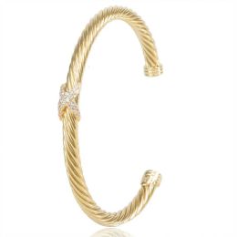 Bracelets Designer DY Bracelet Luxury Top 5MM cable 8shaped cross full imitation diamond Xopening bracelet Accessories jewelry quality fas