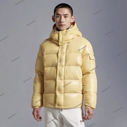 Designer Mens Winter Down Jacket Parkas Salzman Luxury Man Hooded Puffer Cropped Puffer Jacket 70th Anniversary Limited Edition Maya Unisex Size: 0123 Yellow