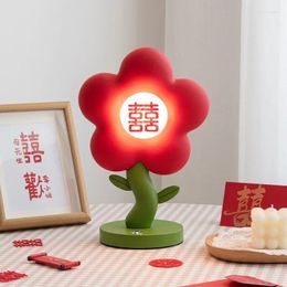 Floor Lamps Flower Lantern Room Bedside Lamp Gift For Bride Red Wedding Light