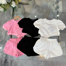 kids girls Clothing Sets baby boys toddlers t-shirt shorts set clothes toddler childrens set pink brown white black summer 2-piece Sets size 100-160