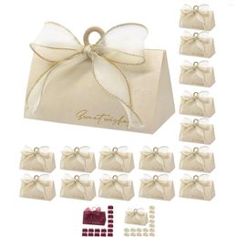 Gift Wrap 20pcs Wedding Favour Boxes With Ribbon And Wooden Beads Party For Guests Decoration Birthday Bridal Shower