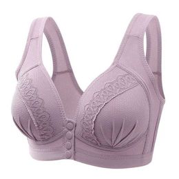 Maternity Intimates Gather Breathable Comfortable Breast-free Underwire Middle-aged Mom Bra With Large Size Front Buttons Nursing Underwear Y240515
