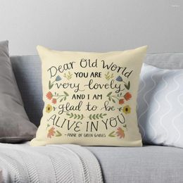 Pillow Anne Of Green Gables "Dear Old World" Quote Throw Sofa S Covers Christmas Pillows