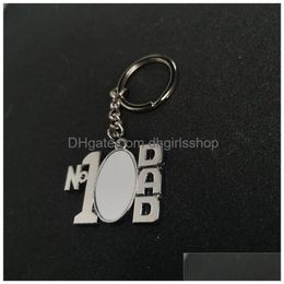 Keychains & Lanyards Sublimation Blank 1 Dad Key Chain For Gift Metal Ring Transfer Printing Diy Consumables Drop Delivery Fashion Ac Dh5Fc