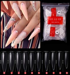 500pcsset Stiletto False Nail Tips ClearNatural Full Cover Pointy Fake Fingernails Acrylic UV Gel Polish Nail Salon Manicure Too2551252