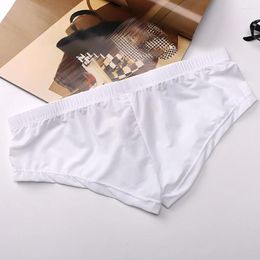 Underpants Men's Ice Silk Underwear Low Waist Boxer Breathable Sexy Seamless U Convex Pouch