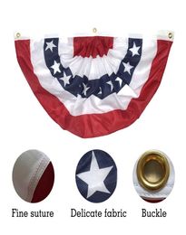9045CM USA Pleated Semicircle Half Fan Flag Printed American Star and Stripes Brass Buckle Grommets Banner Bunting Decoration LJJ9768399