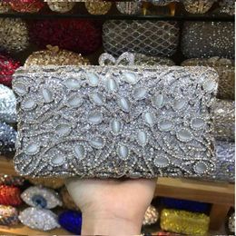 Evening Bags Golden Pearl Beaded Women Metal Clutches Bag Crystal Wedding Party Purse Bridal Handbag Clutch Wallet Silver