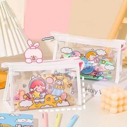 Large Capacity Korean Style Waterproof Makeup Cosmetic Bags Pencil Pouch Stationery Bag Desktop Storage