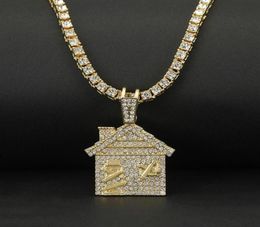 Hip Hop Bando Trap House Necklace Men Bling Savage Pendant Necklace With Tennis Chain Female Ice Out Link Chain Jewellery C0219247l5542947