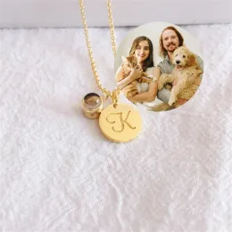 Necklaces Personalised Projection Photo Necklace With Initial Letter Custom Pet Picture Memorial Pendant Gift For Lover Family Keepsake