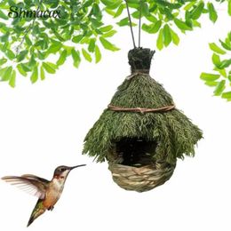 Other Bird Supplies Unique Birdhouse Hand-woven Natural Grass Hummingbird House For Garden Outdoor Decoration Hanging Nest Wrens