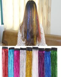 9 Colors Metallic Glitter Tinsel Laser Fibre Hair Colorful Wig Hair Extension Accessories Party Stage Wig Festive Supplies1178502