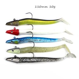 5 Color Mixed 110mm 10g Silicone Soft Baits Lures Jigs Single Hook Fishing Hooks Fishhooks Pesca Tackle Accessories KU6273816477