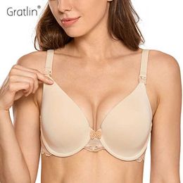 Maternity Intimates Gratlin Womens Breastfeeding Lightly Padded Bra Underwire Maternity Nursing Lace Lingerie B C D DD E 34 36 38 40 42 Y240515