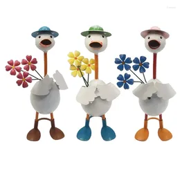 Garden Decorations Duck Statues Outdoor Fence Decors Iron Figurine Funny Sculpture F0T4