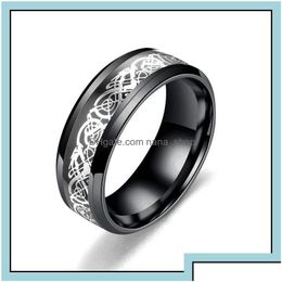 Band Rings Band Rings Fashion 8Mm Wedding Ring For Men Women Retro Celtic Dragon Inlay Red Carbon Fibre Size 613 Drop Delivery Jewellery Dhp3K