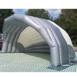 wholesale 10x8x5mH (33x26x16.5ft) Silver luxury giant inflatable stage roof air-blown cover tent with blower for coporate events or music wedding party
