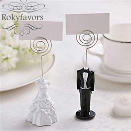 Party Decoration 12PCS 6Pairs Happy Couple Place Card Holder Bridal Dress N Groom Tuexdo Favours Decor