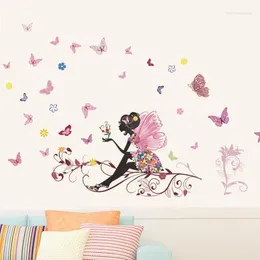 Wall Stickers Cute Animals Butterfly Flower Fairy For Bedroom Living Room Walls Free Drop