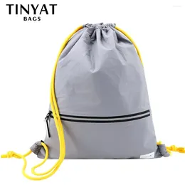 Shopping Bags TINYAT Drawstring Pocket Bag Sport Gym Sackpack Waterproof Backpack Black For Men Women