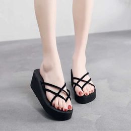 Slippers Summer Womens Fashion Platform Wedge Sandals Outdoor Leisure Flip Flops Travel Beac High Heel Women Slides H240514