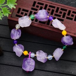 Strand Natural Irregular Amethyst Cluster Bracelet Raw Ore Quartz Crystal Healing Energy Reiki Bangle Yoga Meditation Jewellery Gifts
