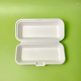 Take Out Containers 100pcs Disposable Dog Box Commercial Takeaway Packaging Tool Environmentally Friendly Degradable Rectangle Tray