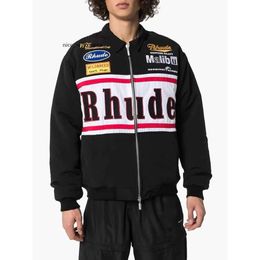 rhude jackets 24ss rhude Men's Jackets Embroidered Big RHUDE Round Patch Label Zipper Jacket High Quality Casual Men Women RHUDE Outdoor Windbreaker Coats 305