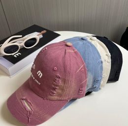 Women designer baseball hat embroidered summer Vintage Hole ball cap mens casual sun protection sun hat high quality classic casquette trucker hat