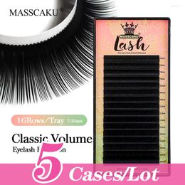 False Eyelashes MASSCAKU 5cases/lot 16Row Classic Individual Premium Natural Eyelash Extension Matte Black Professional Synthetic Mink