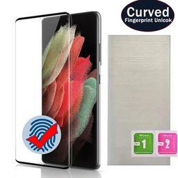 Screen Protector for Samsung Galaxy S24 Ultra S23 Plus S22 S21 Note 20 ultra 10 9 8 S8 S9 S10 S20 Case friendly Fingerprint Unlock Curved Tempered glass