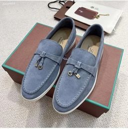 Shoes Dress Loropiano Men LP Loafers Women Designer Summer Walk Flat Mules Cattle Veet Tassels Business Suede Moccasins Casual Shoe Black Sand Grey 73