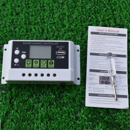 Solar 10A LCD solar charge controller 12v/24v solar charger for less than 200W solar panel for home light kit