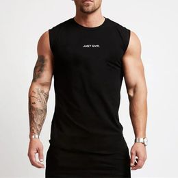 Summer Gym Tank Top Men Cotton Bodybuilding Fitness Sleeveless T Shirt Workout Clothing Mens Compression Sportswear Muscle Vests 240515