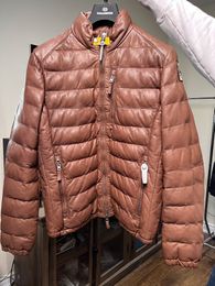 Designer Men Downs Winter Real Leather Coat Brown Downs