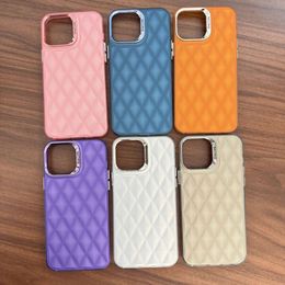 Solid Color Electroplated Diamond Pattern Phone Case for iPhone 15 Pro Max