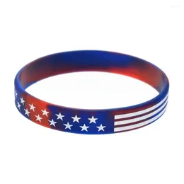 Charm Bracelets 50 Pcs American Flag Thin LineSilicone Rubber Wristband Sports Inspirational 4 Colours