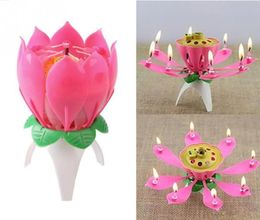Personality Lotus Flower Candle Singlelayer Music Candles Birthday Party Cake Sparkle3800239