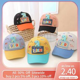 Caps Hats Cute Dinosaur Kids Duck Tongue Hat Boys Girls Outdoor Sunshade Peaked Cap Cartoon Children Baseball Hats Thin Cotton Baby Visors Y240514