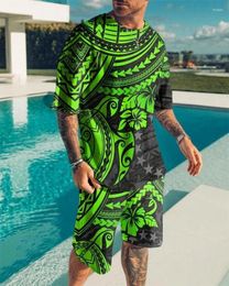 Men's T Shirts Summer Sports Set Totem Series Colour T-shirt 3D Printing Breathable Large Size Advanced 2-piece