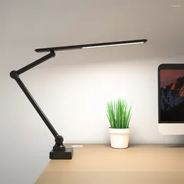 Table Lamps LED USB Desk Lamp With Clamp Dimmable Clip On Reading Light 10 Brightness Level 3 Lighting Modes Flexible Study