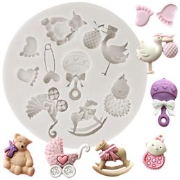 Baking Moulds Baby Carriage Trojan Horse Bear Silicone Mould DIY Party Cupcake Topper Fondant Cake Decorating Tools Chocolate Gumpaste