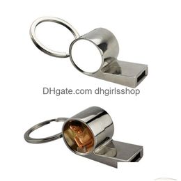 Keychains & Lanyards New Arrival Sublimation Blank Metal Whistle Key Ring Transfer Printing Custom Diy Consumables Drop Delivery Fash Dhymv